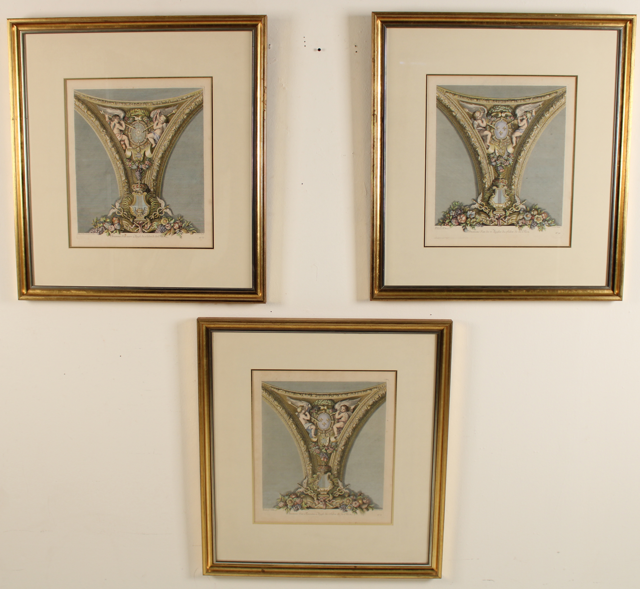 3 FRAMED FRENCH HAND COLORED