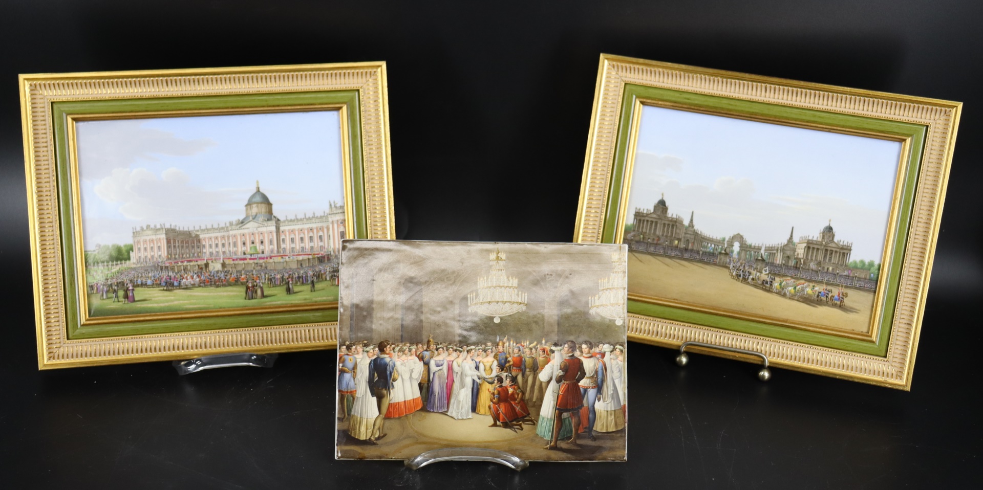 3 FRAMED KPM BERLIN STYLE PORCELAIN