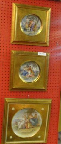 3 Framed Porcelain Plates. From a