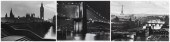 (3) Framed prints of cities, "