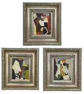 (3) FRAMED SIGNED ABSTRACT &AM