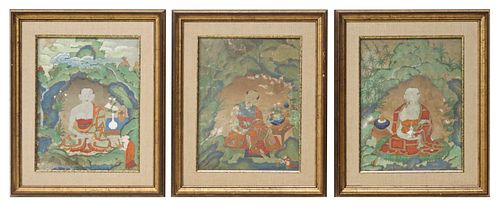 (3) FRAMED TIBETAN BUDDHIST PAINTED