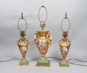 3 FRENCH 24K GOLD PORCELAIN UR