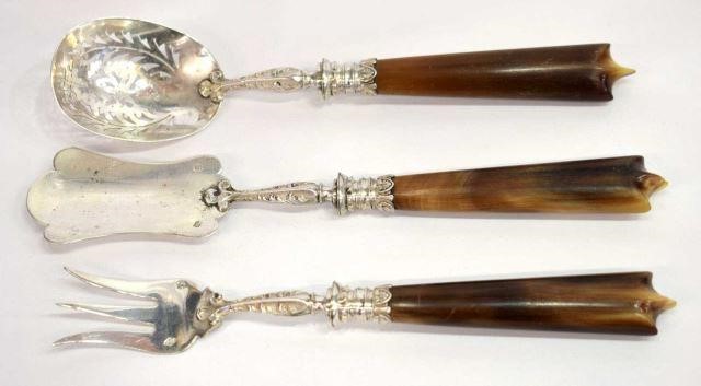 (3) FRENCH 950 SILVER & HORN HORS