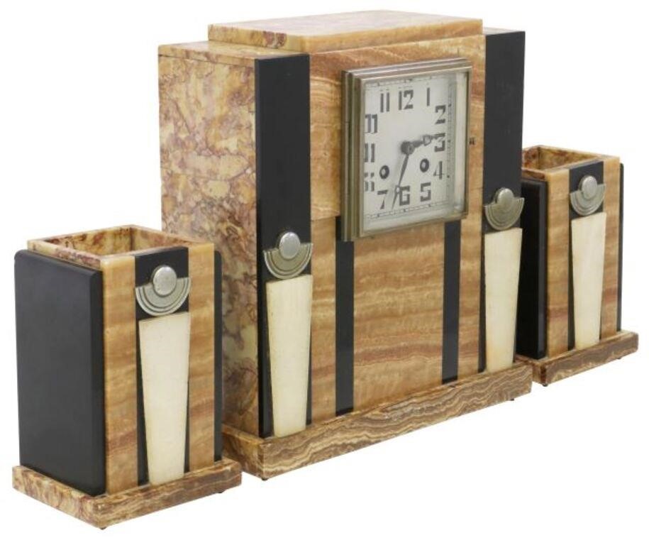 (3) FRENCH ART DECO MARBLE CLOCK