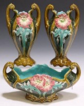 (3) FRENCH ART NOUVEAU MAJOLIC