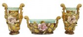 (3) FRENCH BARBOTINE MAJOLICA