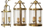 (3) FRENCH BRASS & GLASS HANGI