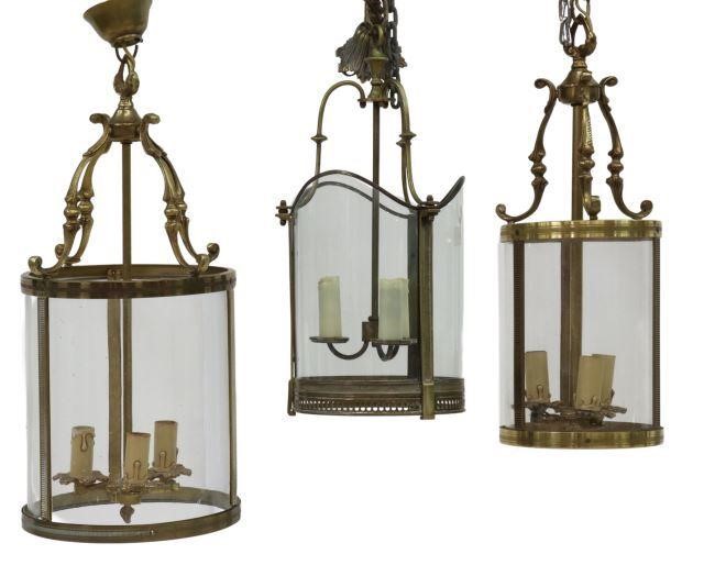 (3) FRENCH BRASS & GLASS CYLINDER