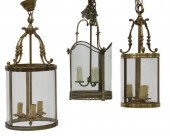 (3) FRENCH BRASS & GLASS CYLIN