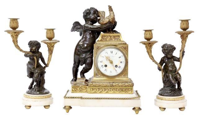 (3) FRENCH BRONZE DORE & PATINE