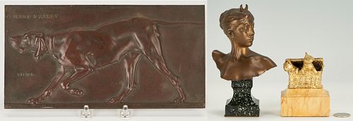 3 FRENCH BRONZES, INCL. RELIEF &