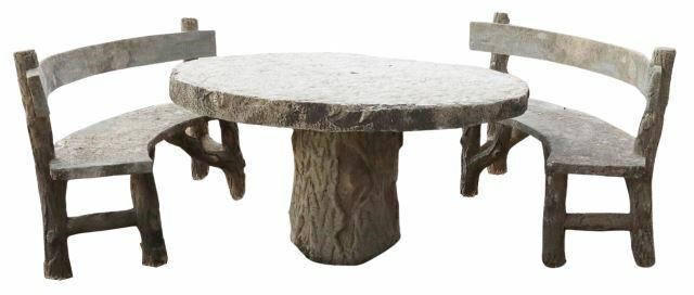 (3) FRENCH CAST CONCRETE FAUX