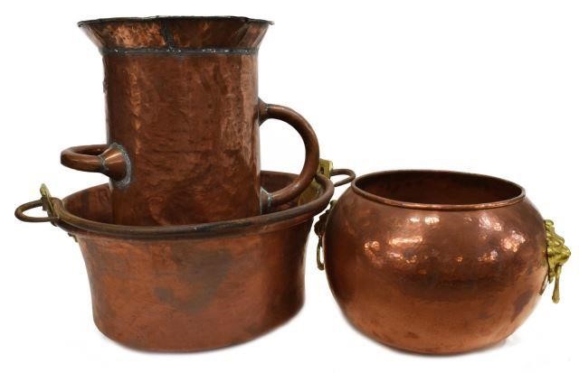 (3) FRENCH COPPER HOUSEHOLD KITCHEN