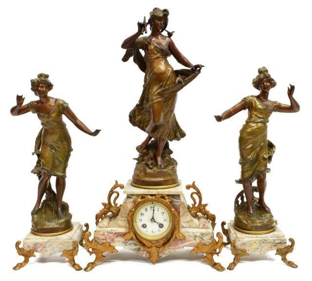 (3) FRENCH FIGURAL CLOCK AND