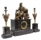 (3) FRENCH FIGURAL MANTEL CLOC