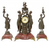 (3) FRENCH FIGURAL MANTEL CLOC