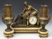 (3) FRENCH FIGURAL MANTEL CLOC