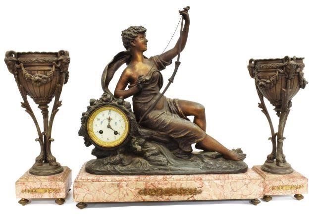 3) FRENCH FIGURAL MARBLE MANTEL