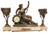 3) FRENCH FIGURAL MARBLE MANTE