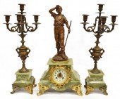(3) FRENCH FIGURAL ONYX MANTEL
