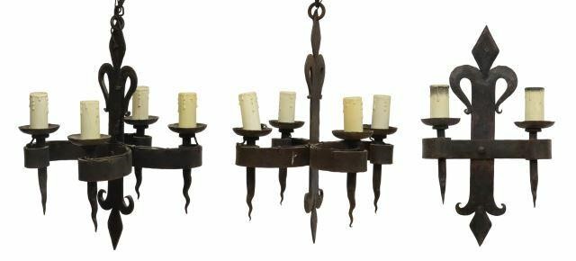 (3) FRENCH GOTHIC REVIVAL WROUGHT