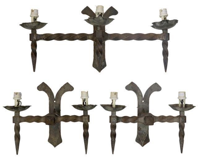 (3) FRENCH GOTHIC STYLE WROUGHT