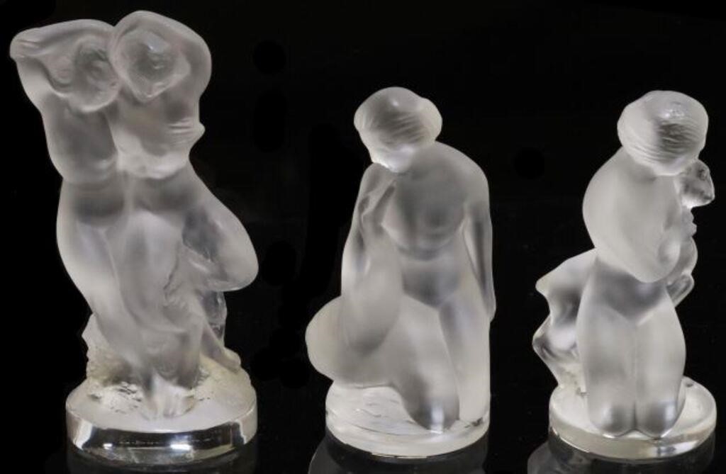 (3) FRENCH LALIQUE ART GLASS