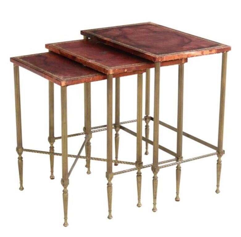 (3) FRENCH LEATHER-TOP METAL