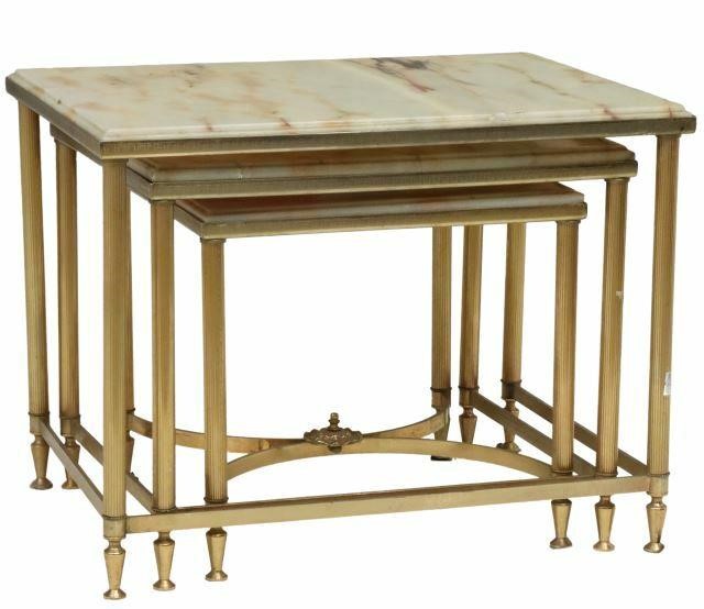 (3) FRENCH LOUIS XVI STYLE ONYX-TOP
