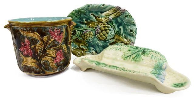 (3) FRENCH MAJOLICA ASPARAGUS