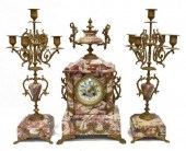 (3) FRENCH MARBLE MANTEL CLOCK
