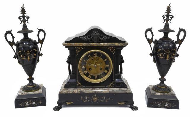 (3) FRENCH MARBLE MANTEL CLOCK
