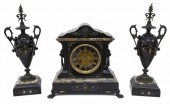 (3) FRENCH MARBLE MANTEL CLOCK