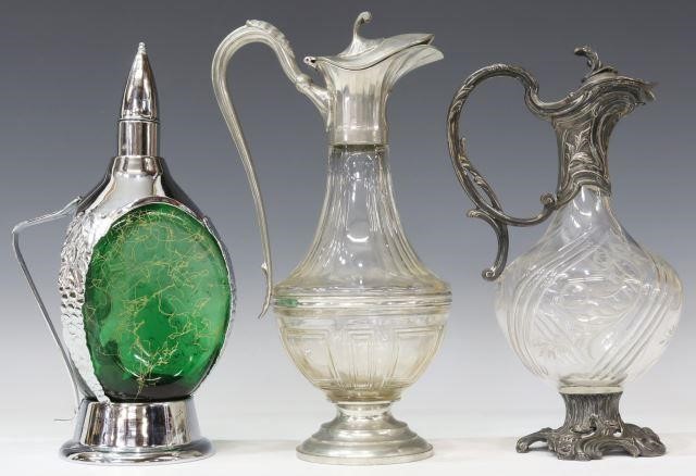 (3) FRENCH METAL-MOUNTED GLASS