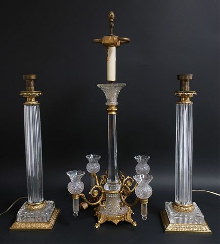 3 FRENCH ORMOLU MOUNTED CUT GLASS