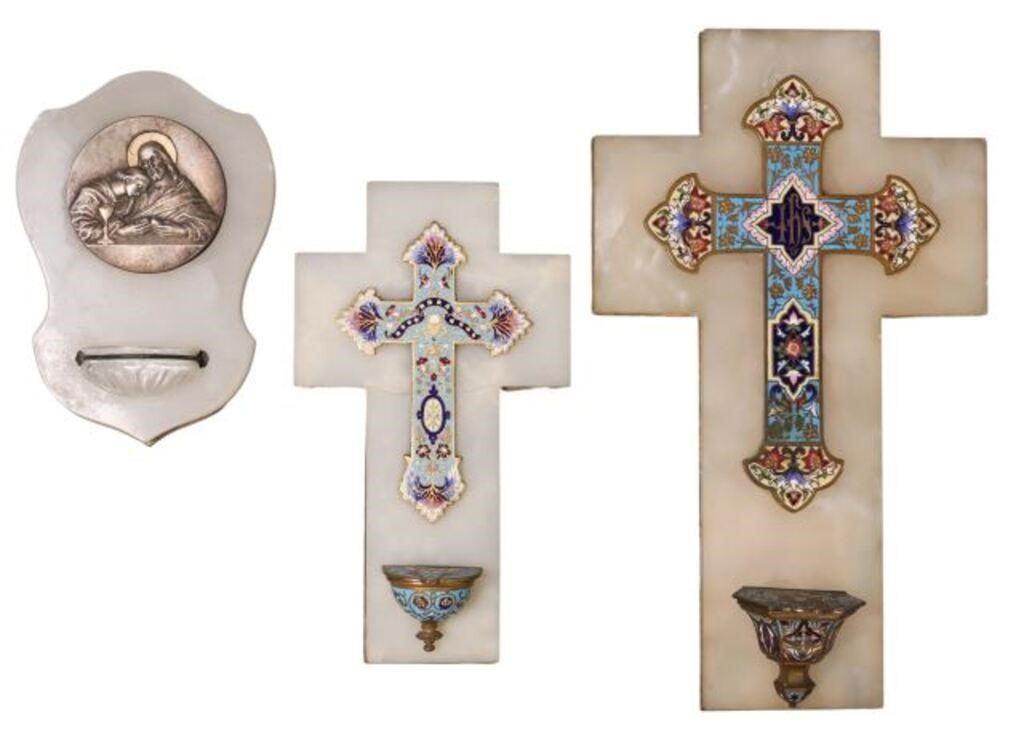 (3) FRENCH RELIGIOUS ONYX & METAL