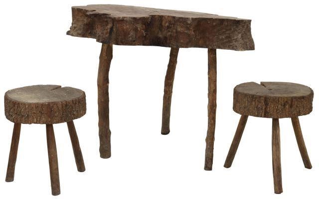(3) FRENCH SMALL LIVE EDGE WOOD