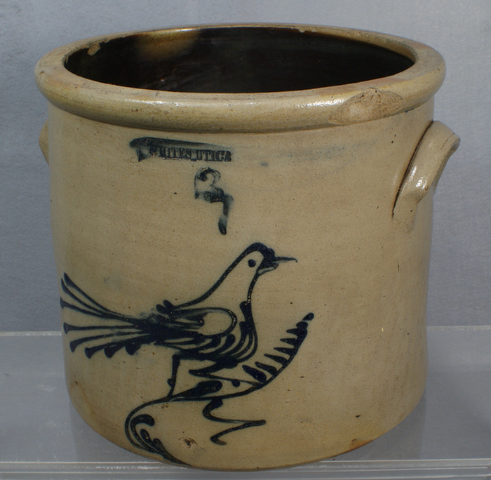 3 gal blue bird decorated stoneware