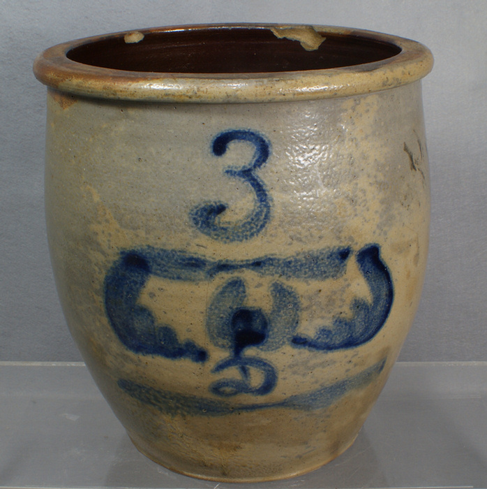 3 gal blue decorated stoneware