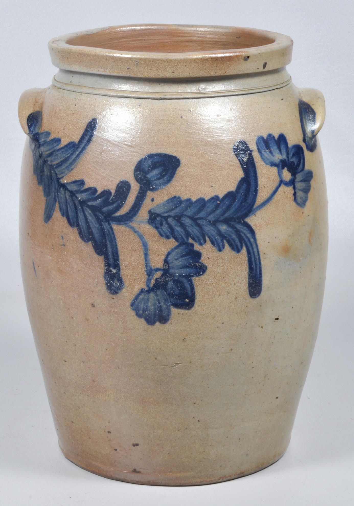 3 Gallon blue decorated stoneware
