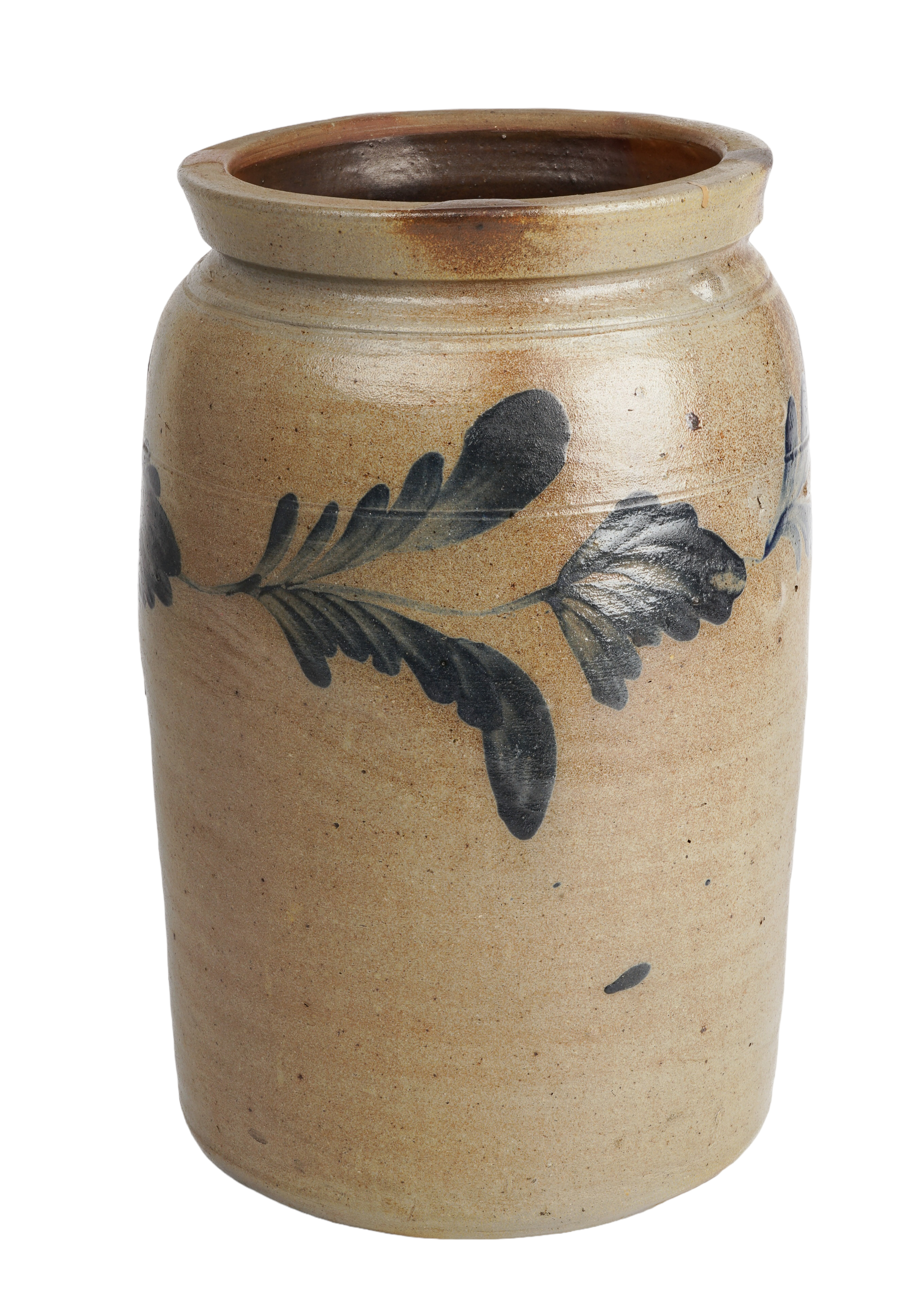 3-Gallon blue decorated stoneware