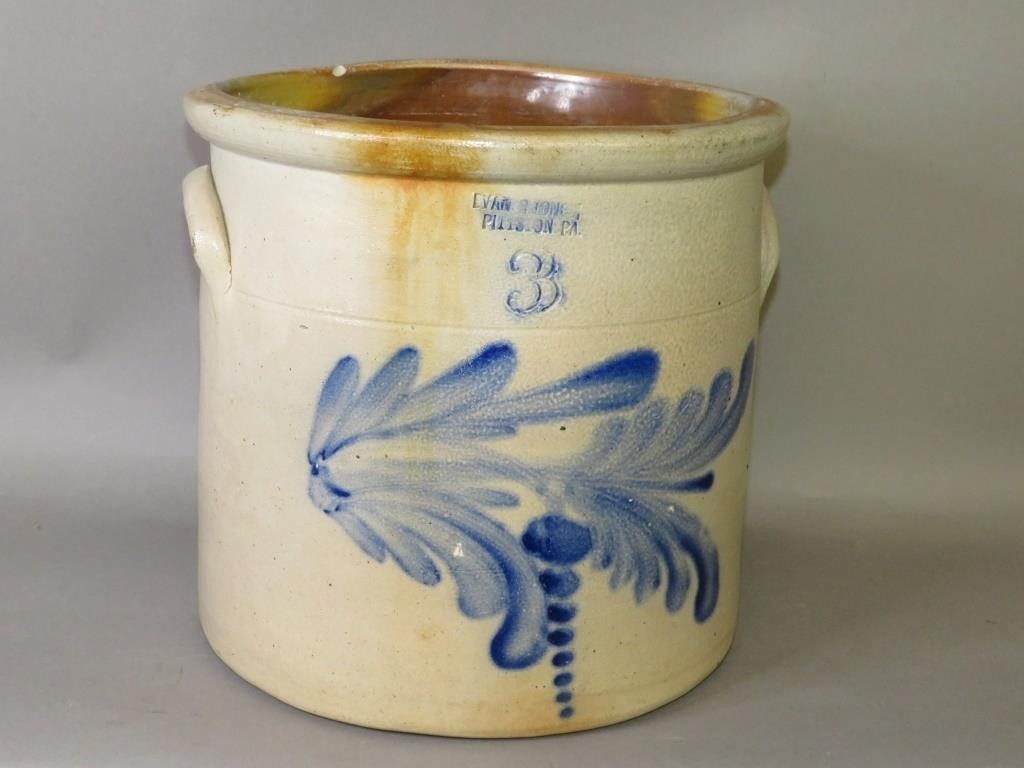 3 GALLON COBALT DECORATED EVAN R.