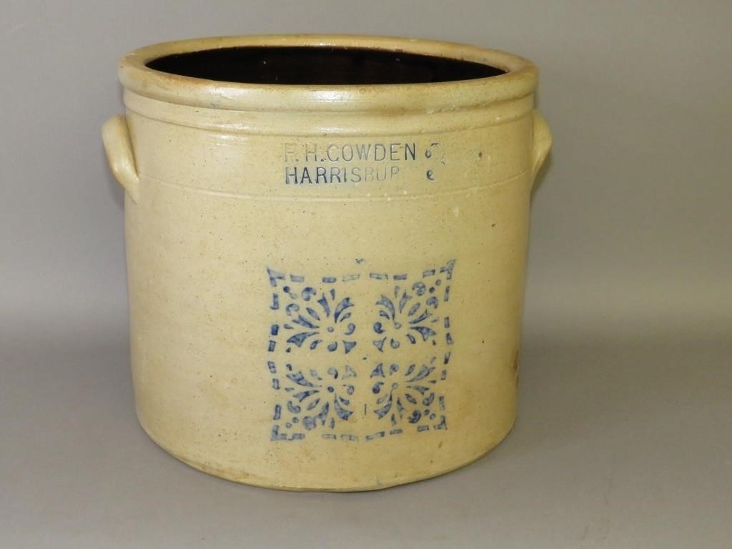 3 GALLON COBALT DECORATED F.H.