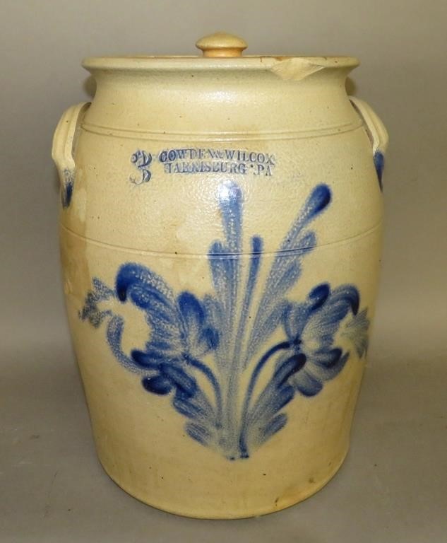 3 GALLON COBALT DECORATED STONEWARE