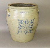 3 GALLON COBALT DECORATED STON