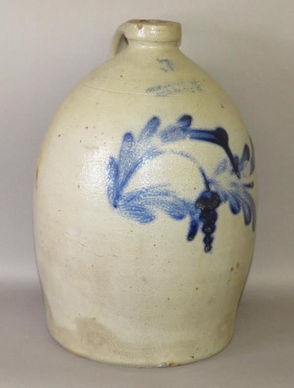 3 GALLON COBALT DECORATED STONEWARE