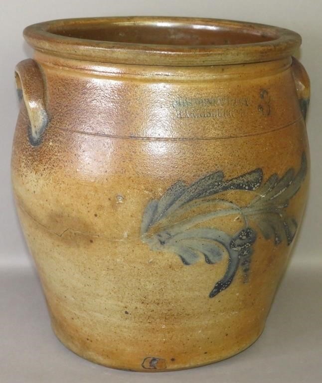 3 GALLON COBALT DECORATED STONEWARE