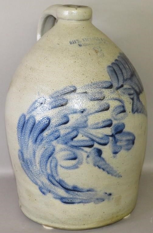 3 GALLON COBALT DECORATED STONEWARE