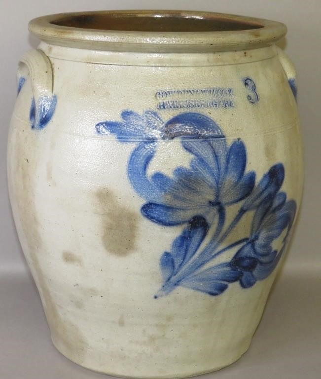 3 GALLON COBALT DECORATED STONEWARE